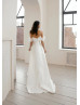 Off Shoulder Ivory Satin Tulle Chic Wedding Dress